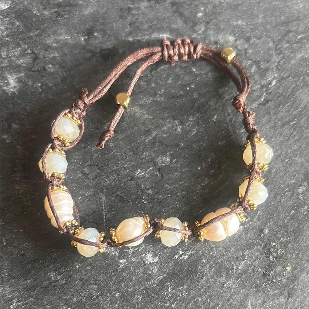 Tropical vibes Brown and Gold Beaded Bracelet